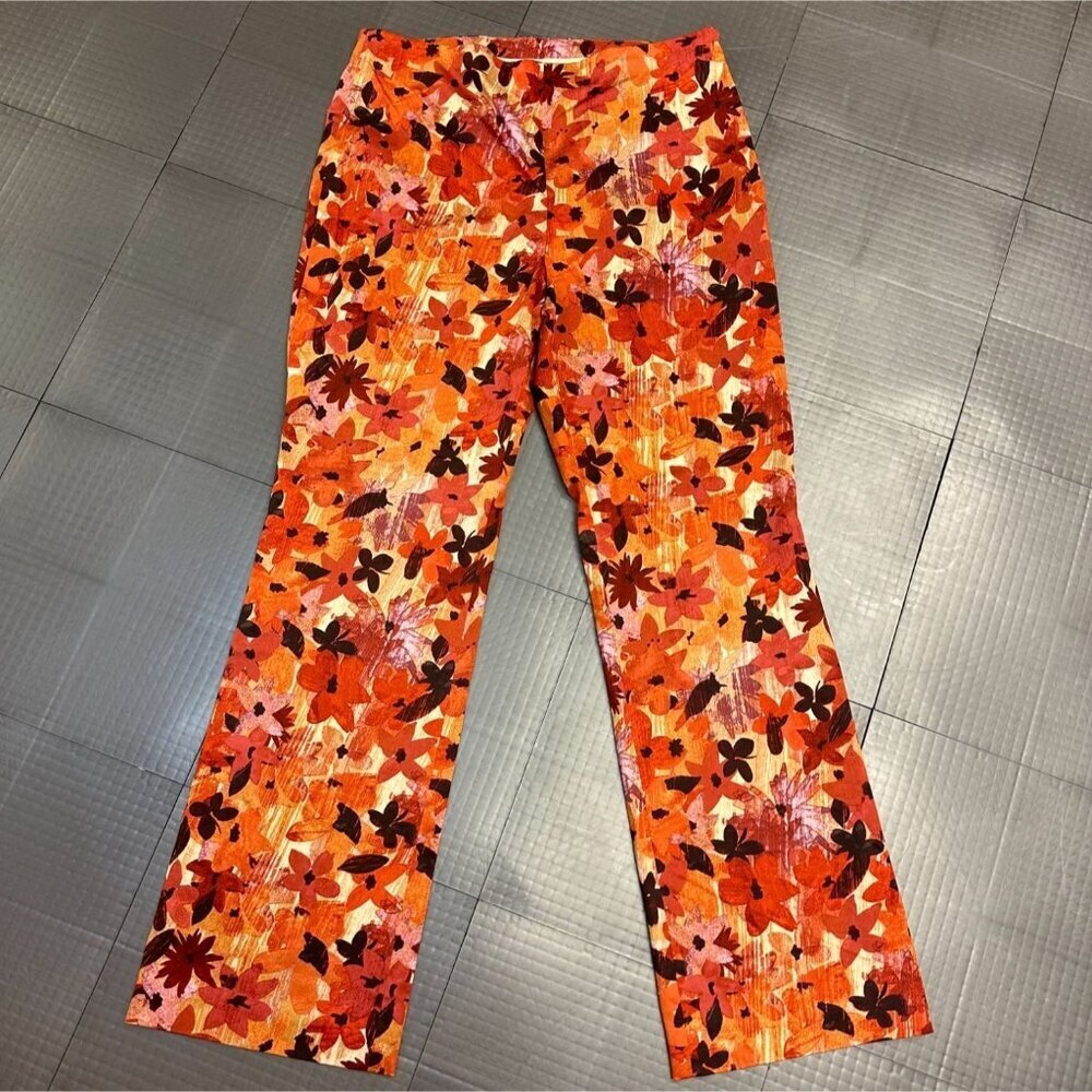 SIGRID OLSEN SPORT WOMENS FLORAL PANTS SIDE ZIPPER SIZE 14